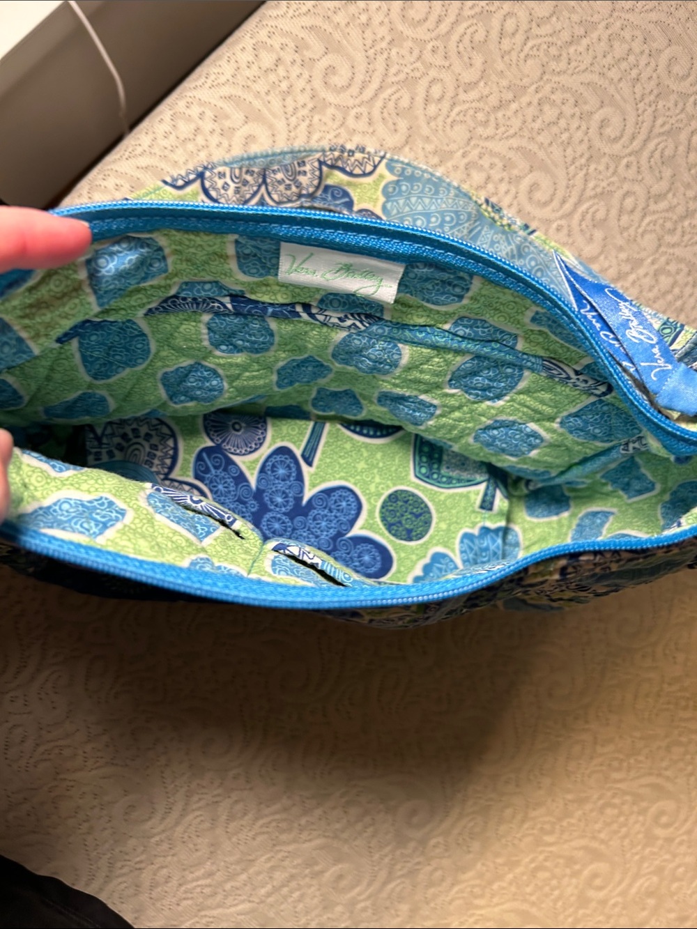 Vera Bradley Quilted Floral Crossbody Bag in Blue and Green - Picture 8 of 8